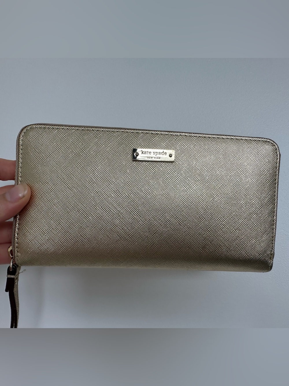 kate spade Metallic Gold Saffiano Clutch Wallet
